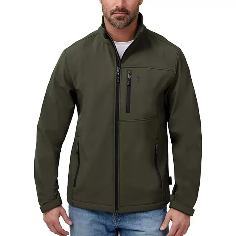 Free Country Men Softshell Jacket Olive Green Small Water Resistant Windbreaker